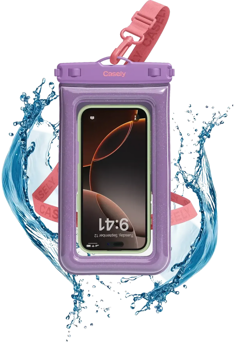 AquaBuddy Lavender Waves Purple Shimmer Waterproof Phone Pouch