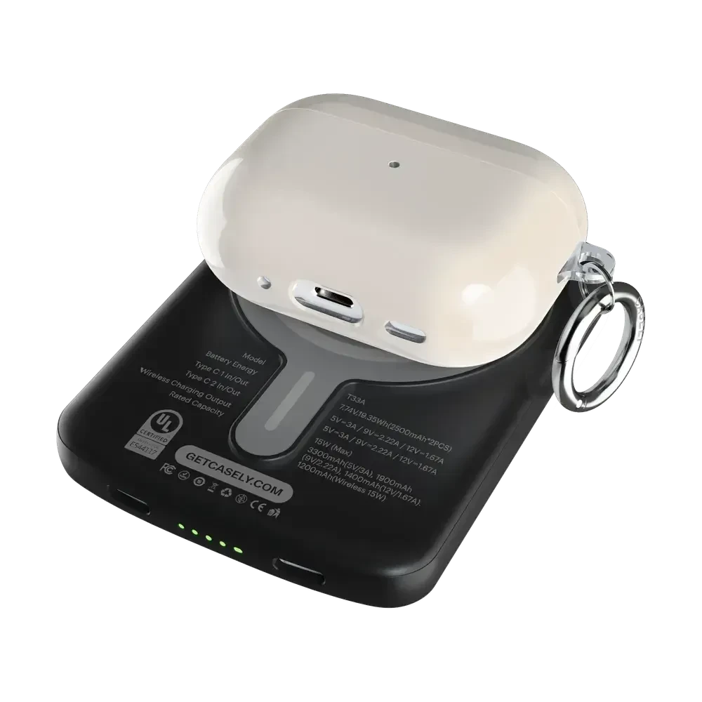 Black Power Pod Portable Wireless MagSafe Charger 2nd Gen | Casely