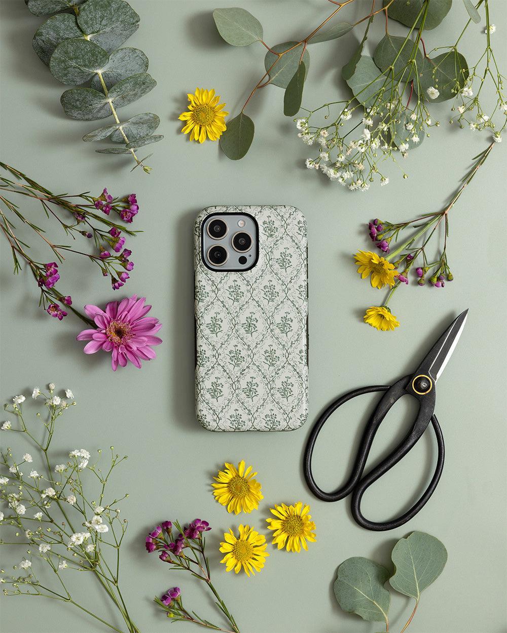 Sage Green Tapestry Floral Vines Case - Casely