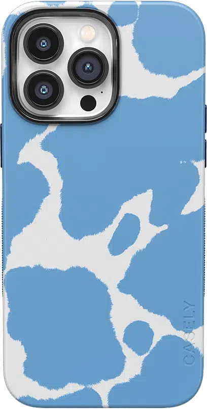 Current MOOd | Light Blue Cow Print Case iPhone Case get.casely Classic + MagSafe® iPhone 14 Pro Max 