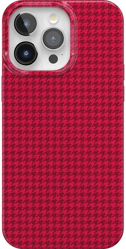Best Dressed | Pink Houndstooth Case iPhone Case get.casely Classic + MagSafe® iPhone 14 Pro Max 
