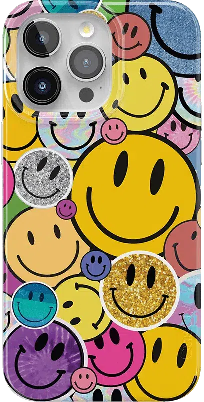 All Smiles | Smiley Face Sticker Case iPhone Case get.casely Classic + MagSafe® iPhone 15 Pro Max 