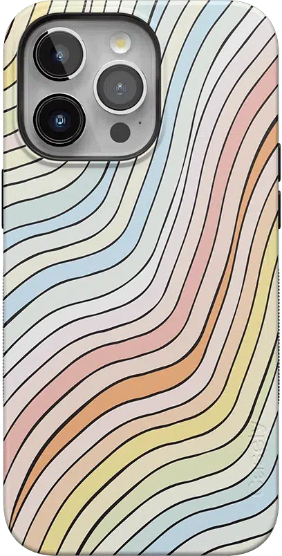 Ride The Wave | Pastel Rainbow Lined Case iPhone Case get.casely Classic + MagSafe® iPhone 13 Pro
