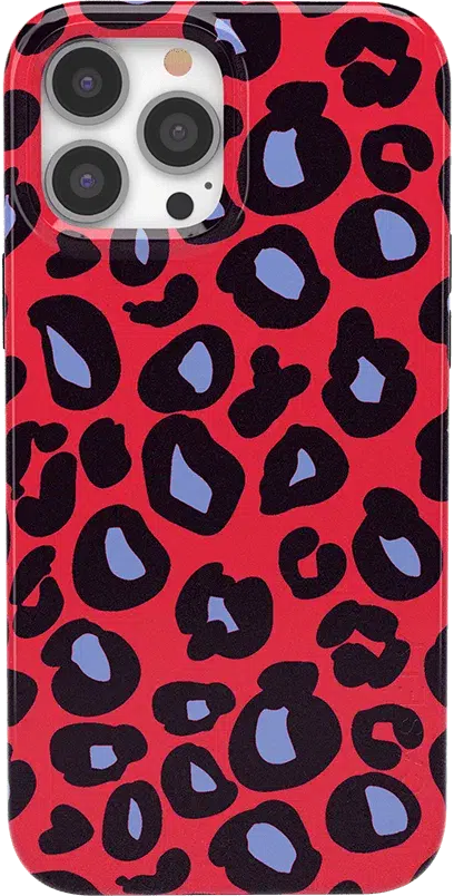 Into the Wild | Red & Blue Leopard Print Case iPhone Case get.casely Classic + MagSafe® iPhone 13 Pro 