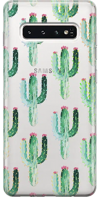 Cactus Patterned Clear Floral Samsung Case Samsung Case get.casely Classic Galaxy S10 Plus 
