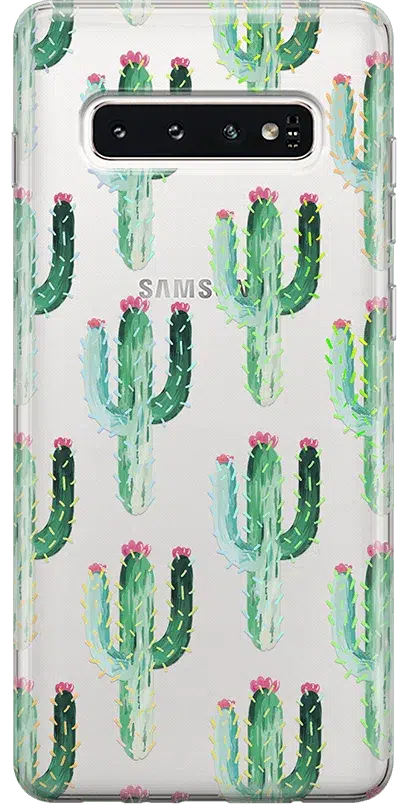 Cactus Patterned Clear Floral Samsung Case Samsung Case get.casely Classic Galaxy S10 Plus 