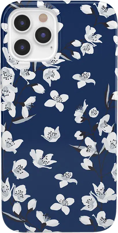Floral Forest | Navy Cherry Blossom Floral Case iPhone Case get.casely Classic iPhone 12 Pro Max 