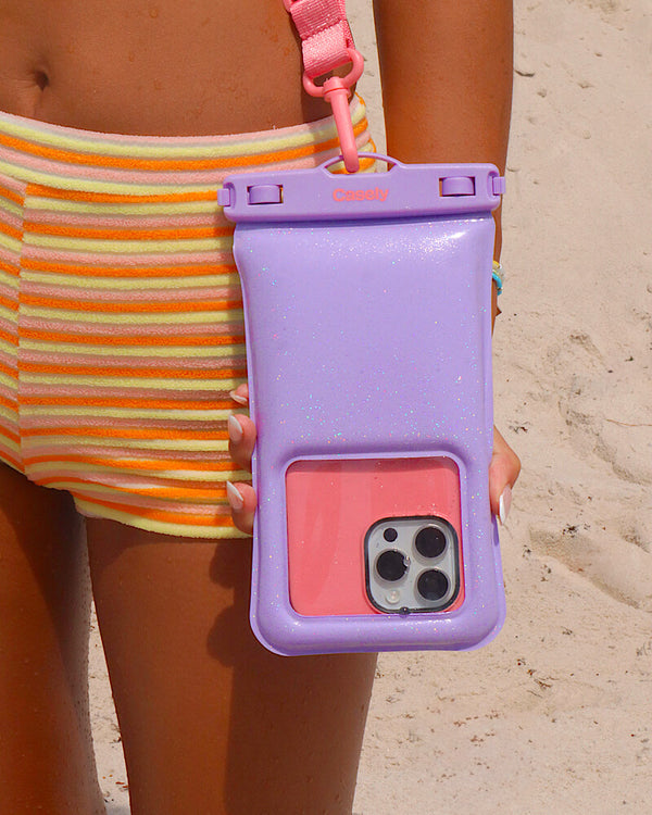 AquaBuddy | Lavender Waves Purple Shimmer Waterproof Phone Pouch