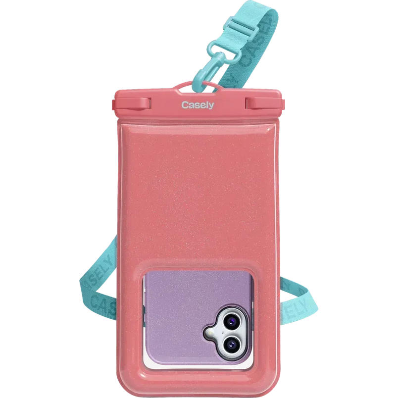 AquaBuddy | Starfish Wishes Coral Pink Shimmer Waterproof Phone Pouch AquaBuddy get.casely 