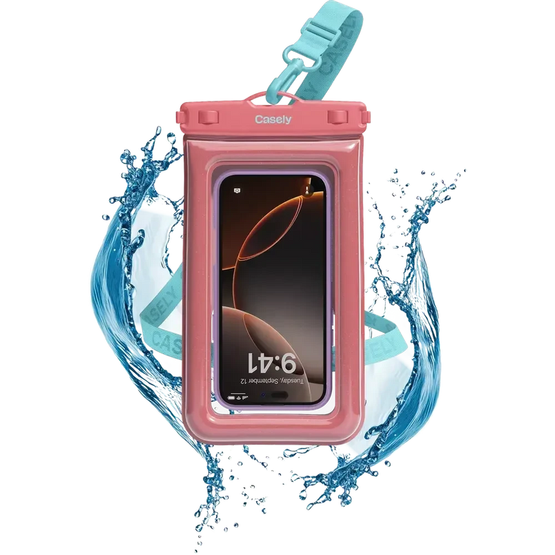AquaBuddy | Starfish Wishes Coral Pink Shimmer Waterproof Phone Pouch AquaBuddy get.casely 