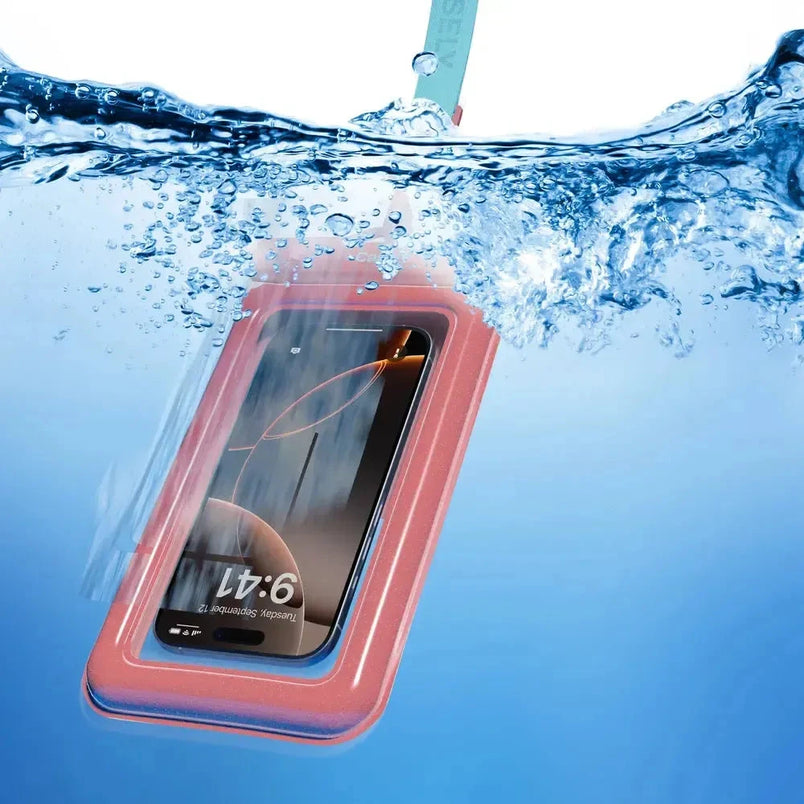 AquaBuddy | Starfish Wishes Coral Pink Shimmer Waterproof Phone Pouch AquaBuddy get.casely 