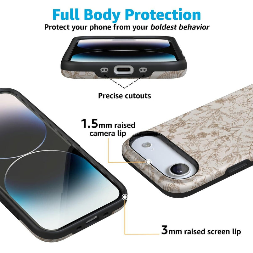 Beige Garden | Neutral Floral Case iPhone Case get.casely 