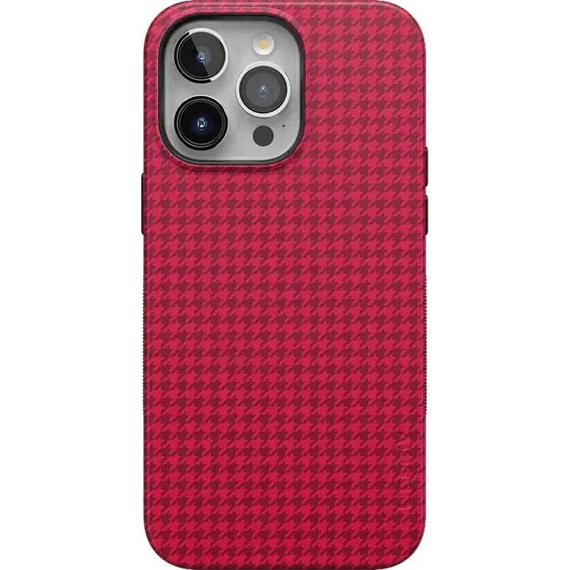 Best Dressed | Pink Houndstooth Case iPhone Case get.casely Bold + MagSafe® iPhone 15 Pro