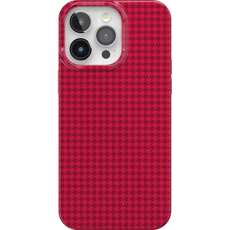 Best Dressed | Pink Houndstooth Case iPhone Case get.casely Classic + MagSafe® iPhone 15 Pro