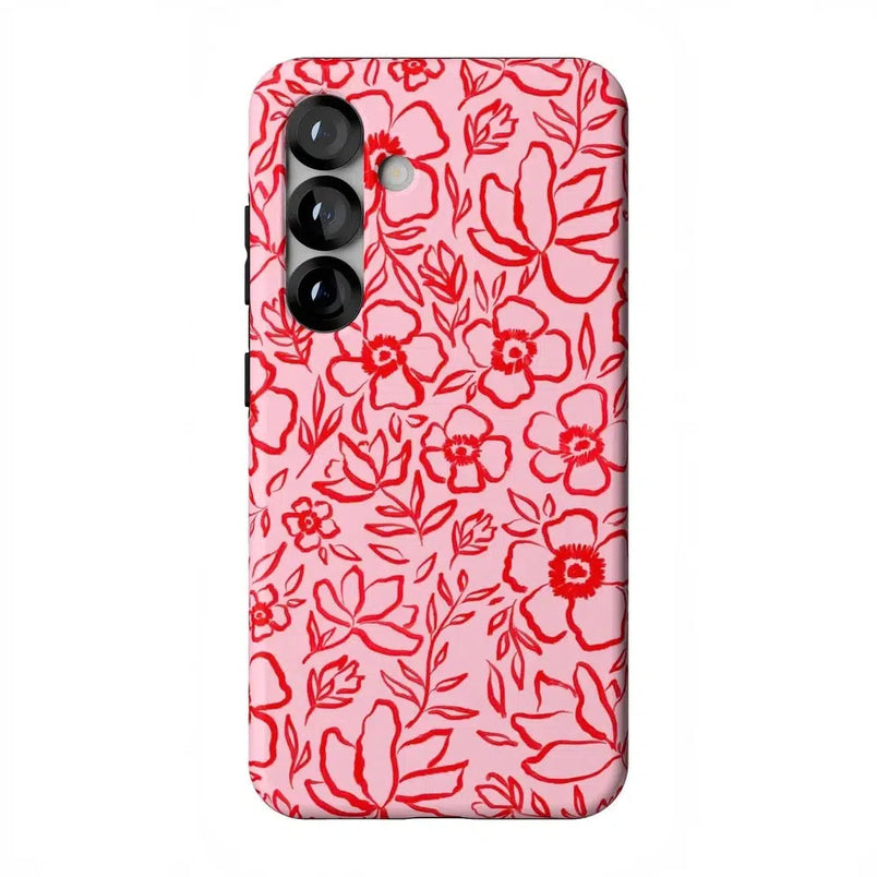 Blush Garden | Floral Doodle Case Phone Case Casetry Essential + MagSafe® Galaxy S25