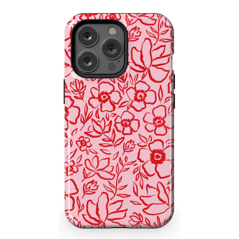 Blush Garden | Floral Doodle Case Phone Case Casetry Essential + MagSafe® iPhone 13 Pro