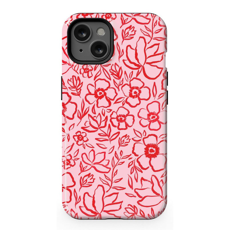 Blush Garden | Floral Doodle Case Phone Case Casetry Essential + MagSafe® iPhone 13