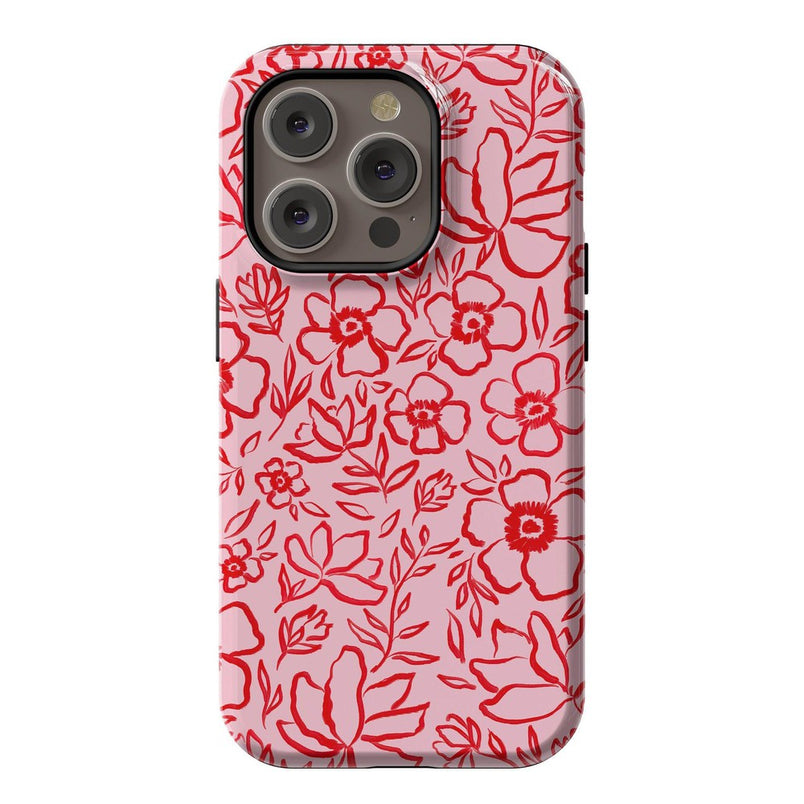 Blush Garden | Floral Doodle Case Phone Case Casetry Essential + MagSafe® iPhone 14 Pro