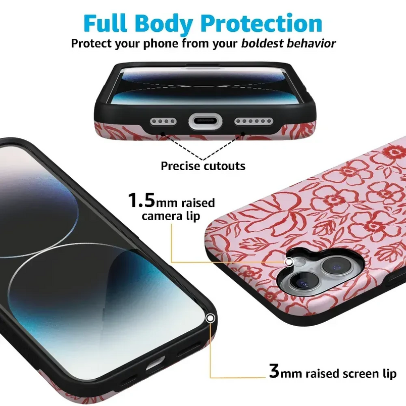 Blush Garden | Floral Doodle Case Phone Case Casetry 