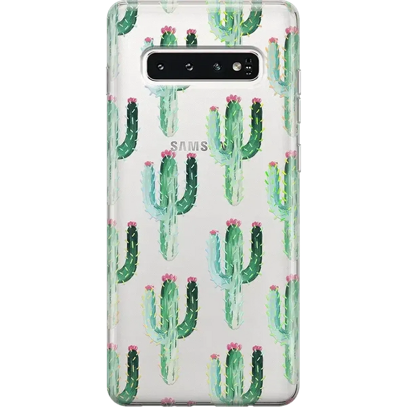 Cactus Patterned Clear Floral Samsung Case Samsung Case get.casely Classic Galaxy S10 Plus 