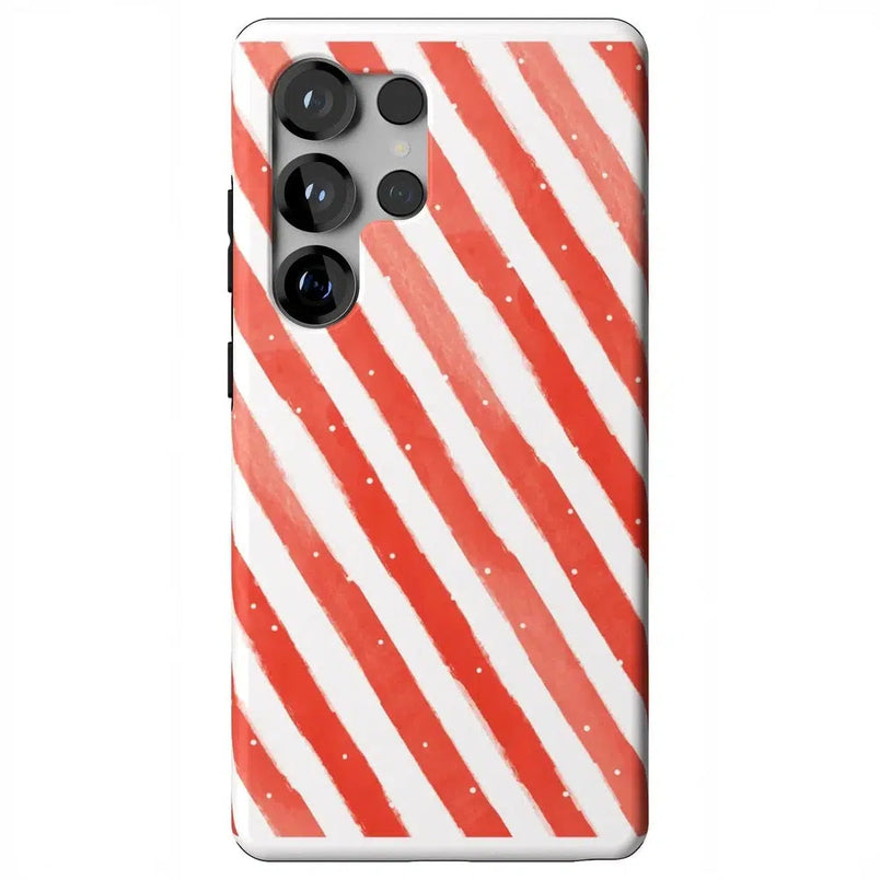 Candy Cane Lane | Peppermint Stripes Case Phone Case Casetry Essential + MagSafe® Galaxy S25 Ultra