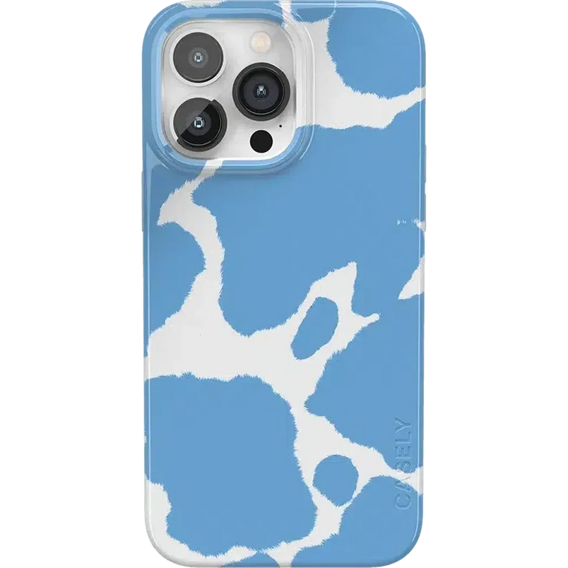 Current MOOd | Light Blue Cow Print Case iPhone Case get.casely Classic + MagSafe® iPhone 14 Pro Max