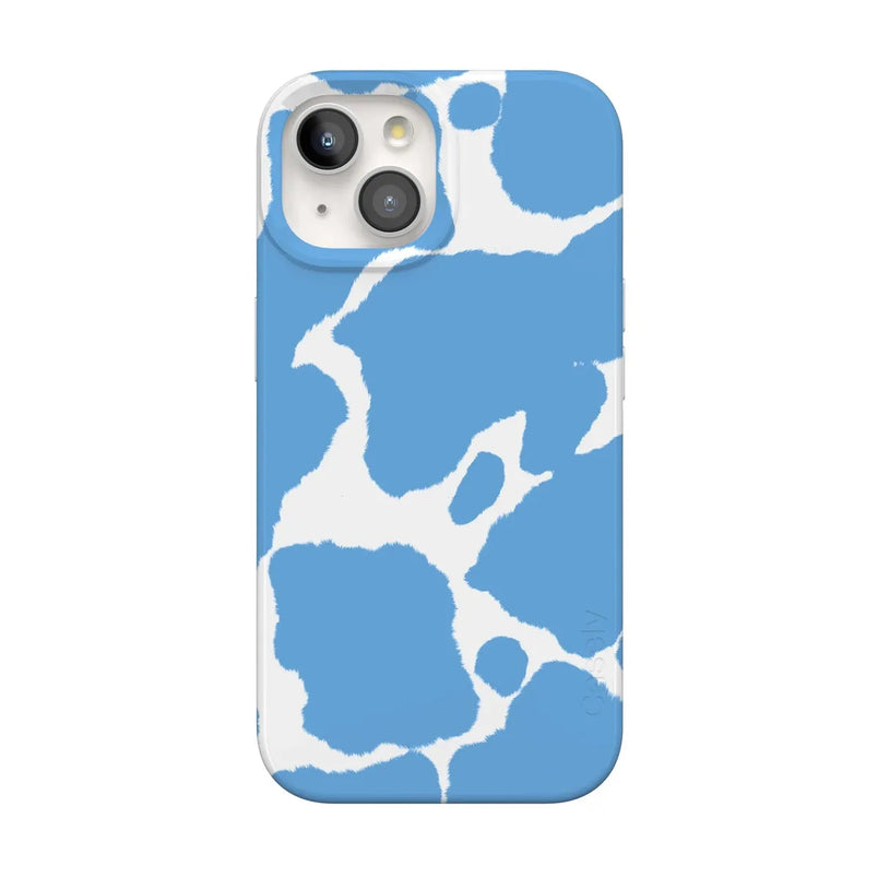 Current MOOd | Light Blue Cow Print Case iPhone Case get.casely Classic + MagSafe® iPhone 15 