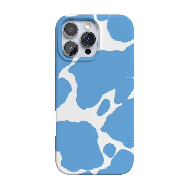 Current MOOd | Light Blue Cow Print Case iPhone Case get.casely Classic + MagSafe® iPhone 16 Pro Max 