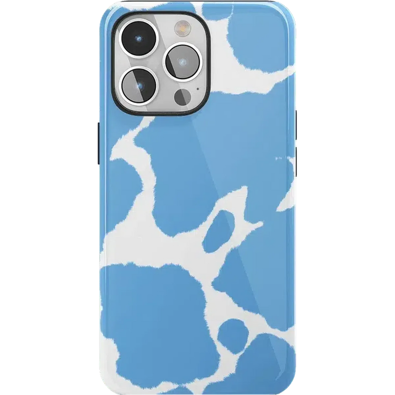 Current MOOd | Light Blue Cow Print Case iPhone Case get.casely Essential + MagSafe® iPhone 15 Pro Max