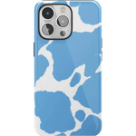 Current MOOd | Light Blue Cow Print Case iPhone Case get.casely Essential + MagSafe® iPhone 15 Pro Max