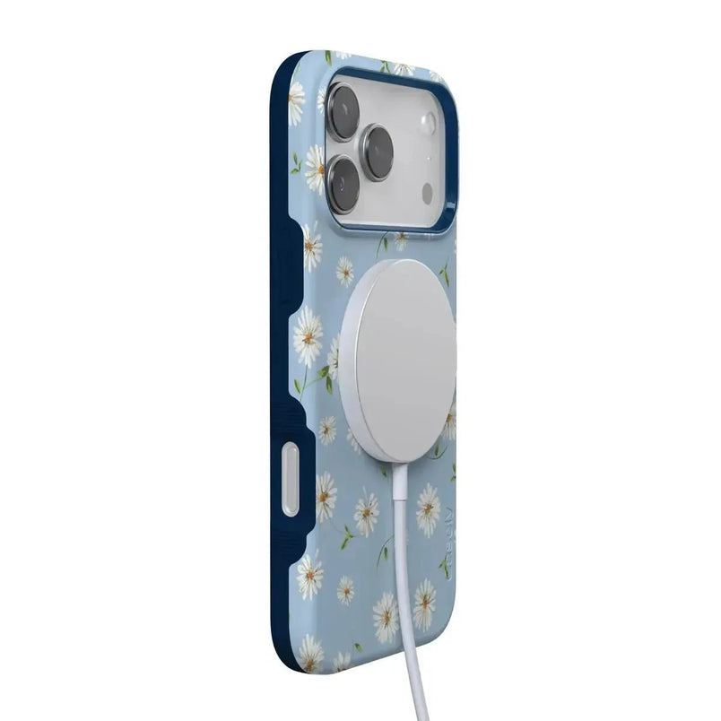 Casely iPhone 16 Pro Compatible with MagSafe Daisy Daydream | Baby Blue Floral Case Essential + MagSafe Casely iPhone 16 Pro Compatible with MagSafe Daisy Daydream | Baby Blue Floral Case Essential + MagSafe