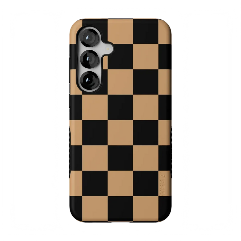 Fit Check | Black & Brown Checkerboard Case iPhone Case get.casely Bold Flex + MagSafe® Galaxy S25 Plus 