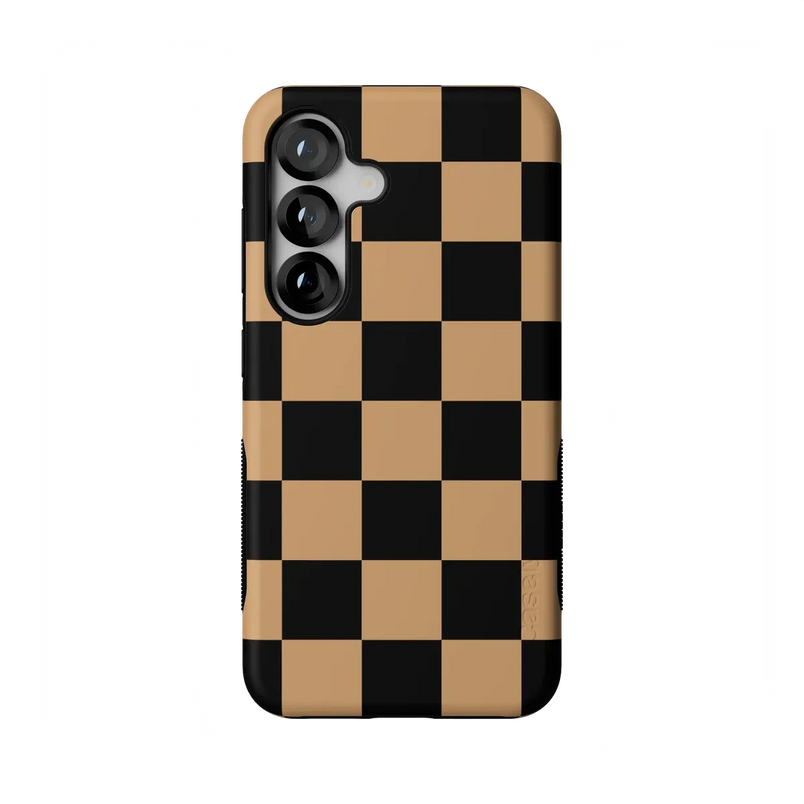 Fit Check | Black & Brown Checkerboard Case iPhone Case get.casely Bold Flex + MagSafe® Galaxy S25 