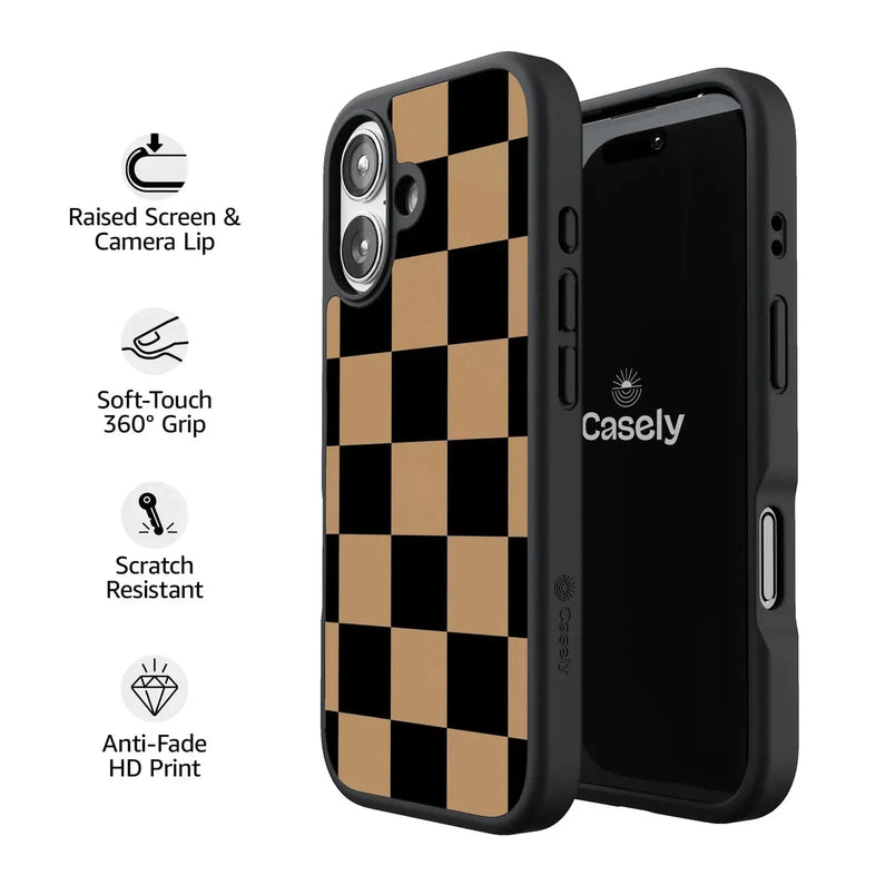 Fit Check | Black & Brown Checkerboard Case iPhone Case get.casely 