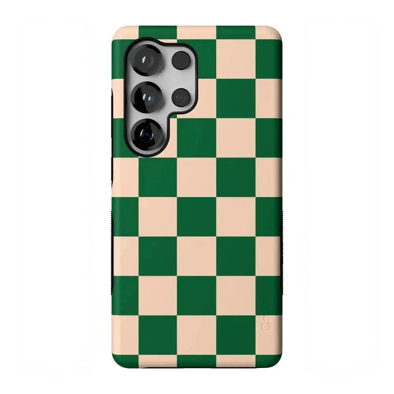 Fit Check | Green Checkerboard Case iPhone Case get.casely Bold Flex + MagSafe® Galaxy S25 