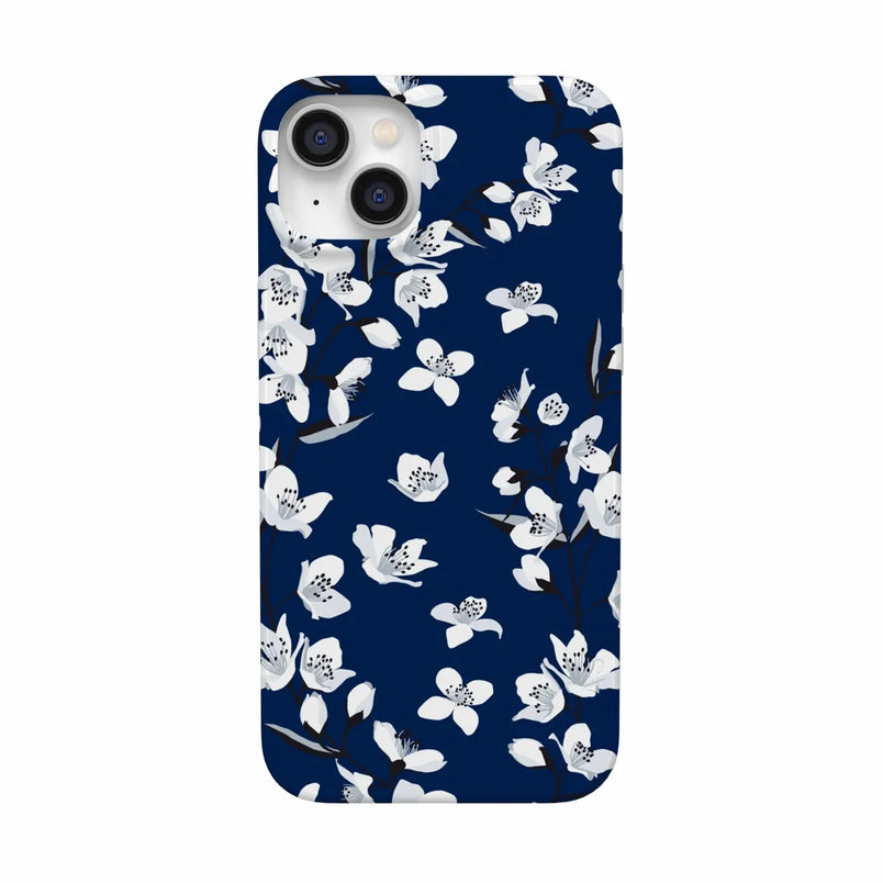 Floral Forest | Navy Cherry Blossom Floral Case iPhone Case get.casely Classic + MagSafe® iPhone 14 Plus 