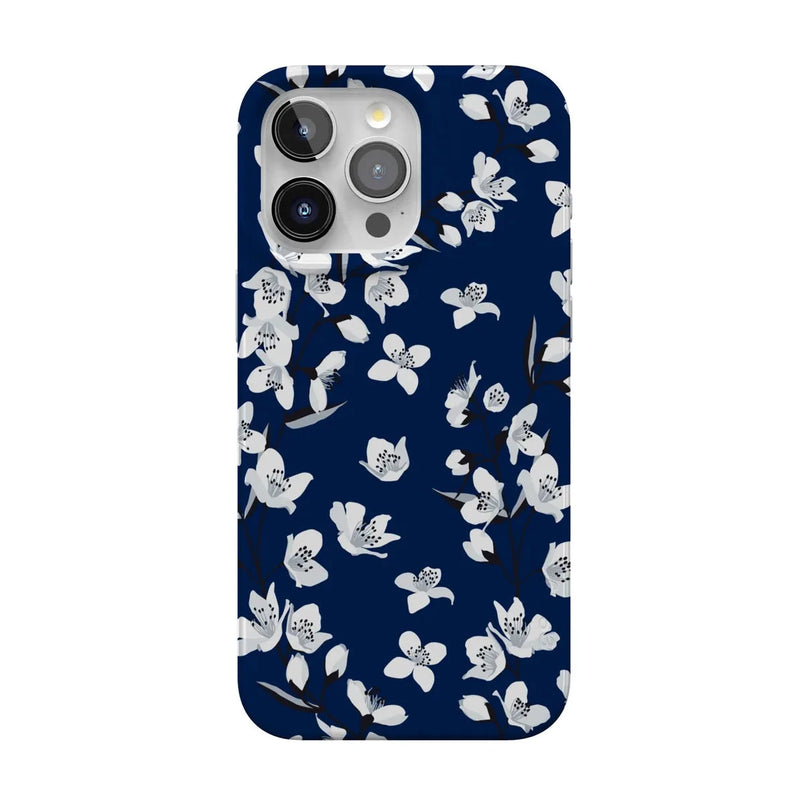 Floral Forest | Navy Cherry Blossom Floral Case iPhone Case get.casely Classic + MagSafe® iPhone 15 Pro Max 