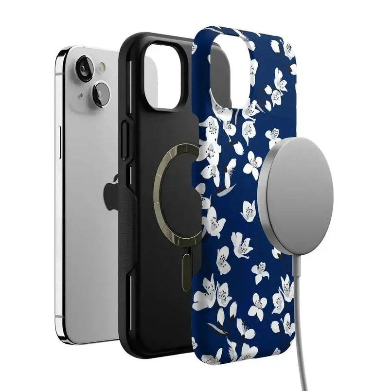 Floral Forest | Navy Cherry Blossom Floral Case iPhone Case get.casely 