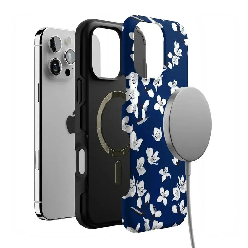 Floral Forest | Navy Cherry Blossom Floral Case iPhone Case get.casely 