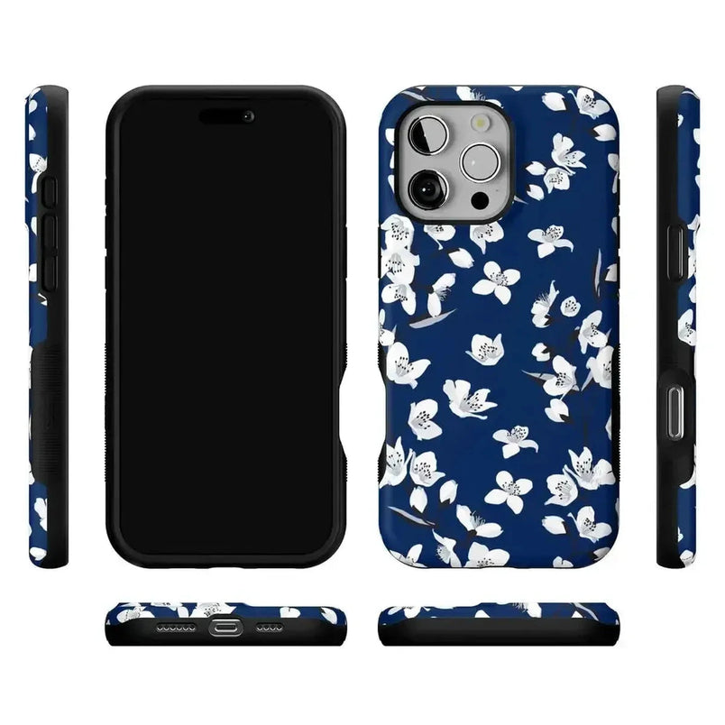 Floral Forest | Navy Cherry Blossom Floral Case iPhone Case get.casely 