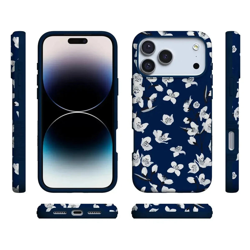 Floral Forest | Navy Cherry Blossom Floral Case iPhone Case get.casely 