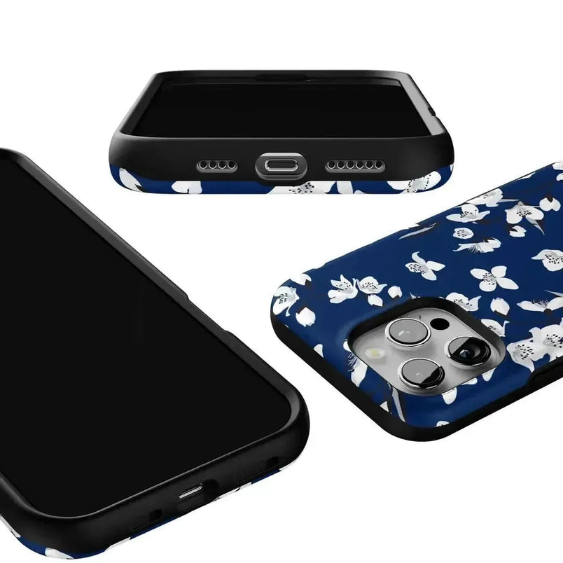 Floral Forest | Navy Cherry Blossom Floral Case iPhone Case get.casely 