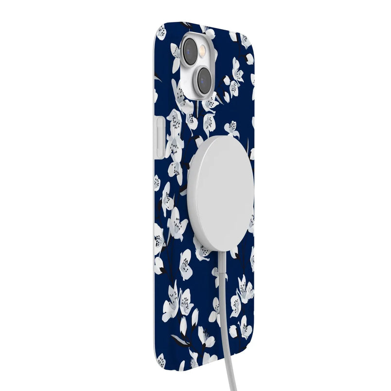 Floral Forest | Navy Cherry Blossom Floral Case iPhone Case get.casely 