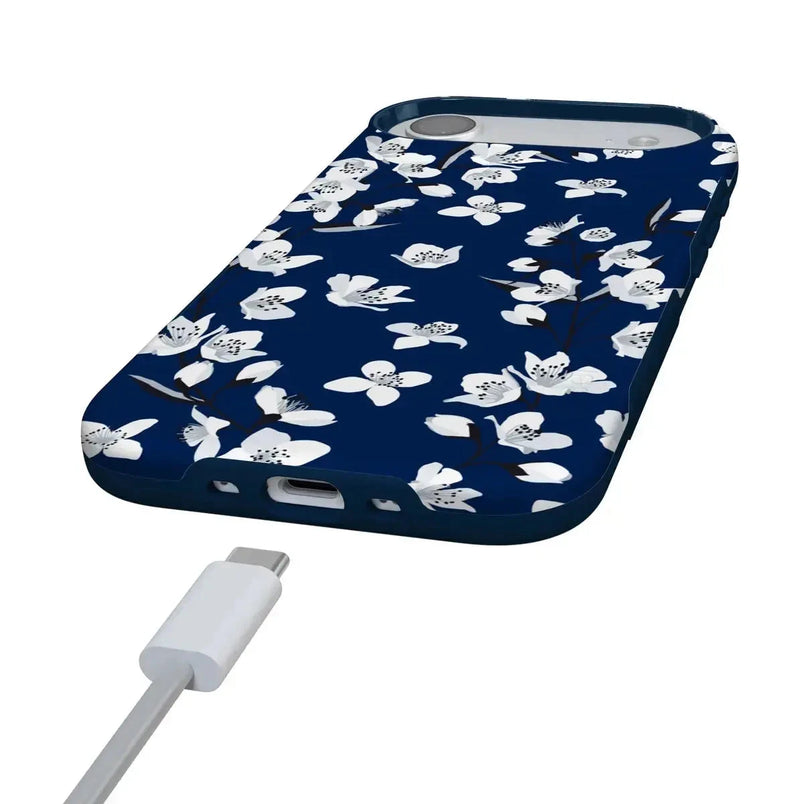 Floral Forest | Navy Cherry Blossom Floral Case iPhone Case get.casely 