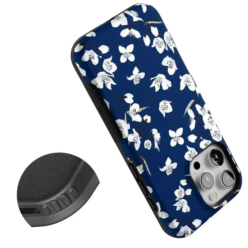 Floral Forest | Navy Cherry Blossom Floral Case iPhone Case get.casely 
