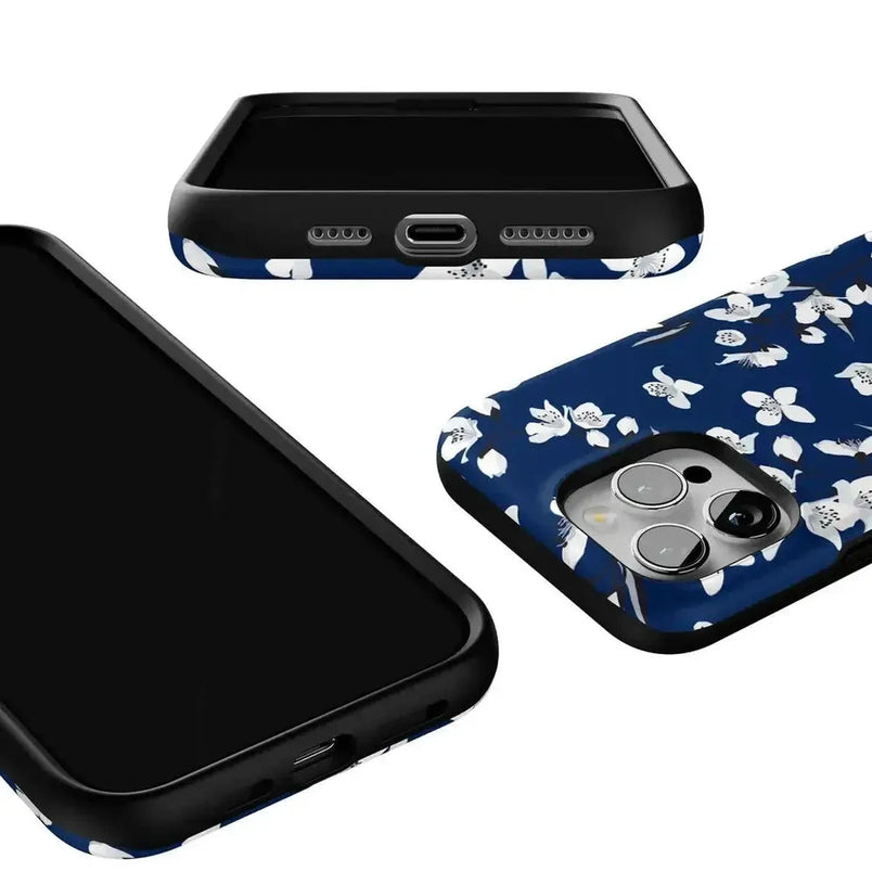 Floral Forest | Navy Cherry Blossom Floral Case iPhone Case get.casely 