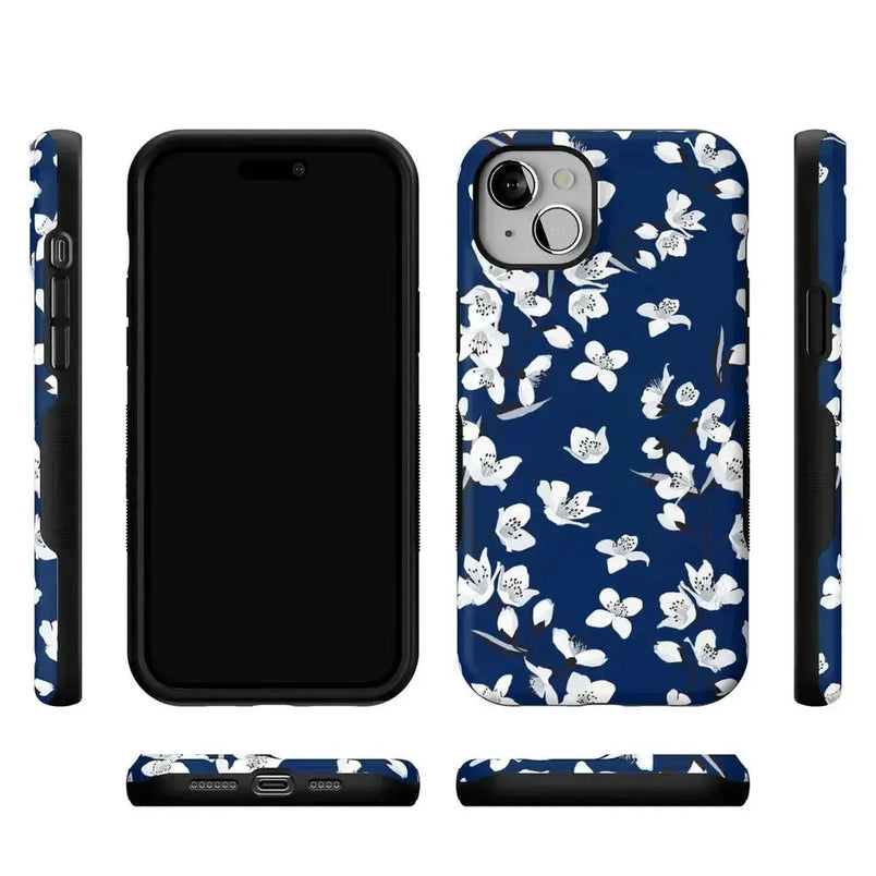 Floral Forest | Navy Cherry Blossom Floral Case iPhone Case get.casely 