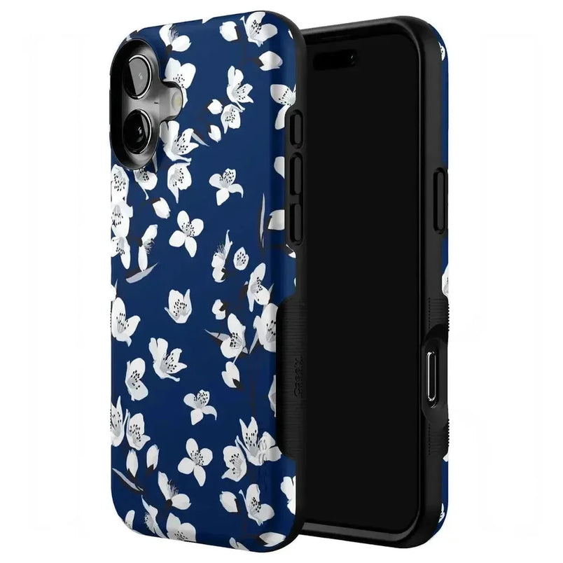 Floral Forest | Navy Cherry Blossom Floral Case iPhone Case get.casely 