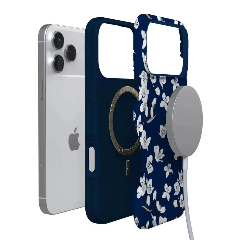 Floral Forest | Navy Cherry Blossom Floral Case iPhone Case get.casely 