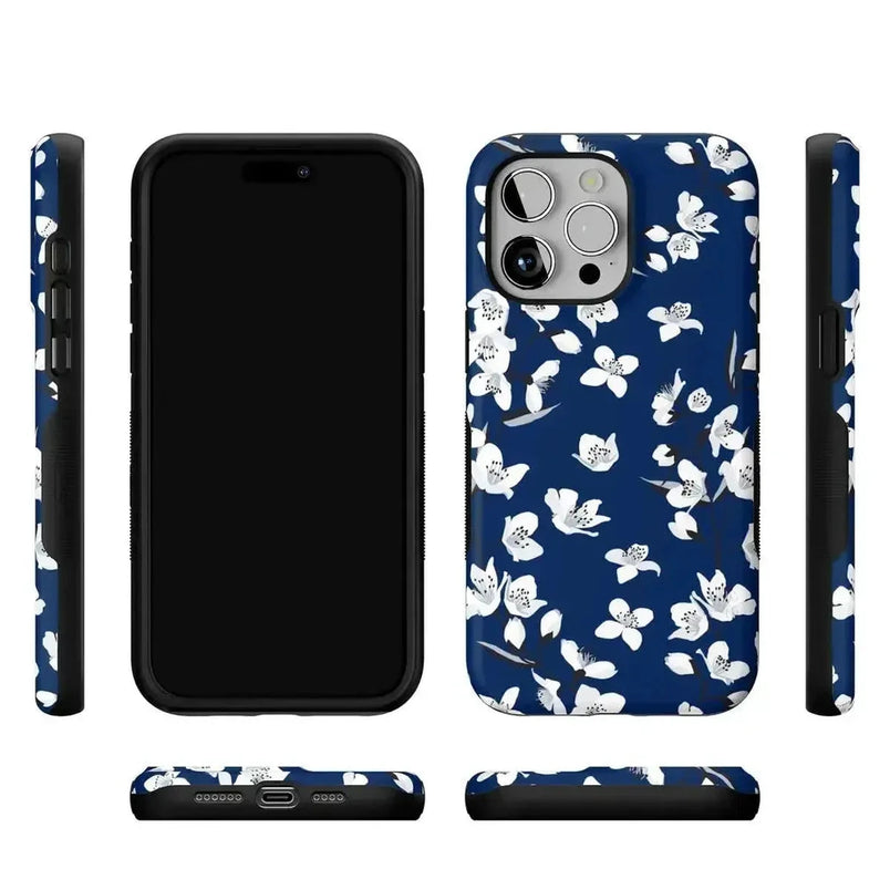 Floral Forest | Navy Cherry Blossom Floral Case iPhone Case get.casely 
